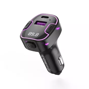 XO BCC12 Bluetooth 5.0 FM oddajnik z dvojnim USB polnjenjem, prostoročno klicanje, LED zaslon, USB/TF MP3 predvajalnik, merilnik napetosti avtomobilskega akumulatorja za 12V/24V vozila
