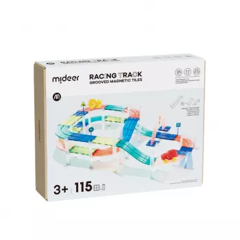 Mideer MD6395 magnetna dirkalna proga z 2 avtomobiloma, 115 delov, 3+ let