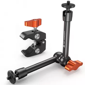KF Magic Arm + Super Clamp komplet za montažo z navojem 1/4 inch in 3/8 inch, čeljust 15-55 mm, črn
