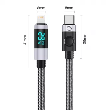 ORICO LDC2L kabel USB-C na Lightning z LED prikazom moči, PD 29W, 480 Mbps, 1,5 m, črn