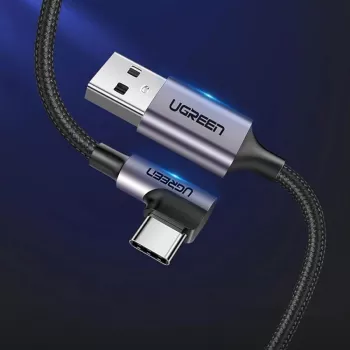 UGREEN US284 kotni kabel USB-A na USB-C, 3A, 3m, črn