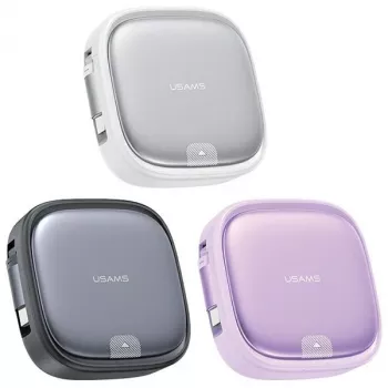 USAMS zložljiv 3-v-1 polnilni kabel s škatlico za shranjevanje USB-A na USB-C/Lightning/Micro USB 60W vijoličen SJ650USB03 (US-SJ650)