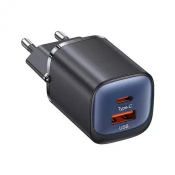 USAMS CC254 30W GaN USB-C/USB-A hitri polnilnik HC Series črn