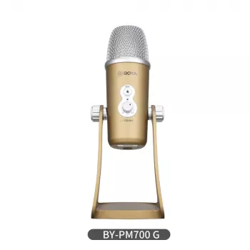 BOYA BY-PM700G USB kondenzatorski mikrofon s 4 usmerjenostmi, 24-bit/48kHz, nadzor ojačenja in utišanja, spremljanje prek slušalk, za PC/Mac