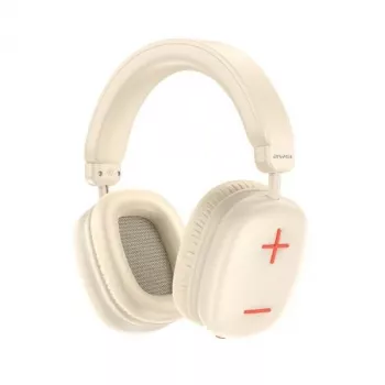 AWEI AT6 brezžične naglavne Bluetooth slušalke z mikrofonom, bež/off-white, zložljive, 40-mm gonilniki, USB-C, 12 ur predvajanja