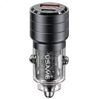 USAMS C36 95W hitri avtomobilski polnilnik USB + USB-C, črn, CC176CC01 (US-CC176)