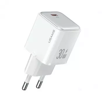 USAMS X-ron Series 30W USB-C PD3.0 stenski polnilnik, bel (EU vtič) - US-CC186