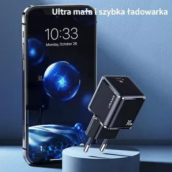 USAMS T45 Mini 30W USB-C PD3.0 stenski polnilnik bel CC148TC02 (US-CC148)