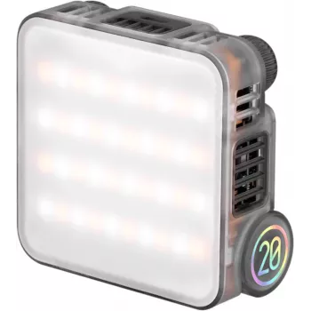 Zhiyun M20 RGB LED osvetlitev z močjo 20W, 2700K-6500K CCT, HSI barvni načini, OLED zaslon, magnetna hrbtna stran, USB-C PD polnjenje