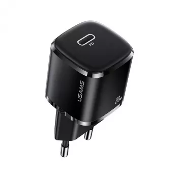 USAMS T36 Mini 20W USB-C PD stenski polnilnik črn