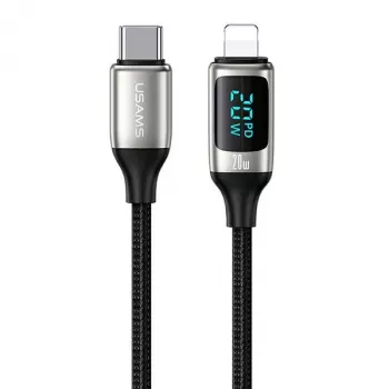 USAMS U78 pleten kabel USB-C na Lightning z LED-prikazom 1,2m 20W PD hitro polnjenje bel SJ545USB02