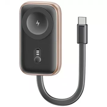 USAMS CD245 2-v-1 brezžični polnilnik in powerbank za Apple Watch, 1200mAh, USB-C, tarnish