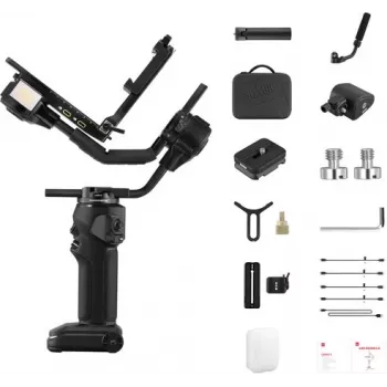 ZHIYUN CRANE 4 COMBO 3-osni gimbal stabilizator za kamero z nosilnostjo 6kg, baterija 12h, zaslon na dotik in polnilna luč, črn