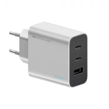 Cuktech 65W GaN stenski polnilnik z 2x USB-C in 1x USB-A - siv