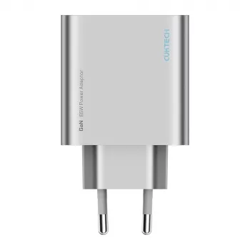 Cuktech 65W GaN stenski polnilnik z 2x USB-C in 1x USB-A - siv