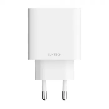 Cuktech A19 30W GaN stenski polnilnik USB-A + USB-C - bel