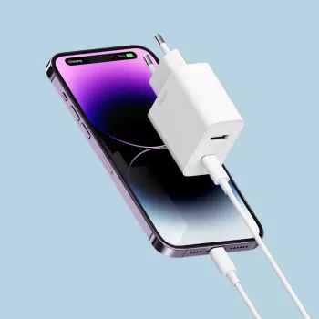 Cuktech A19 30W GaN stenski polnilnik USB-A + USB-C - bel