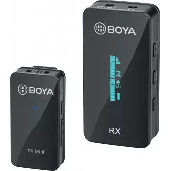 BOYA BY-XM6-S1 Mini 2,4 GHz brezžični mikrofonski sistem z lavalier mikrofonom, OLED sprejemnik, doseg 100 m