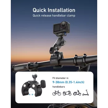 TELESIN Magic Arm Clamp Mount za DJI Osmo Action 5 Pro/4/3, Osmo 360, GoPro, Insta360 – S3-HBM-14-TDJ