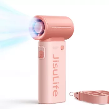 JISULIFE Life9 ročni ventilator 3600mAh USB-C prenosni zložljivi namizni ventilator - roza