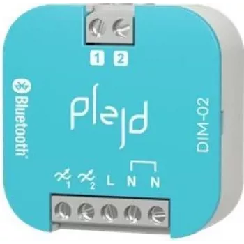 PLEJD DIM-02 2-kanalni brezžični zatemnilnik, 2x100VA, Bluetooth Mesh, DIN letev