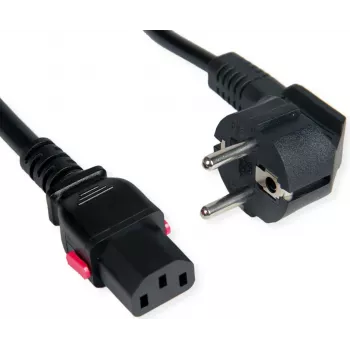 ROLINE napajalni kabel CEE 7/7 na IEC C13 ravni z zaklepom 0,8 m črn