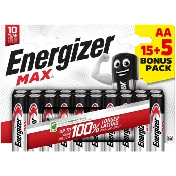 Energizer Max AA alkalna baterija LR6 1,5 V, 20 kosov (E303329900)