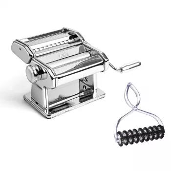 Marcato Atlas+ Chrome stroj za testenine s Pastabike Multi-Cutter