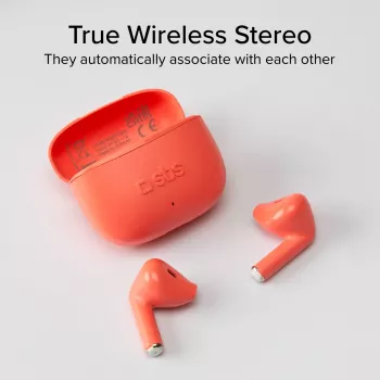 SBS TEEARTWSGOPODSR prave brezžične stereo ušesne slušalke s polnilnim ohišjem, Bluetooth 5.0, upravljanje na dotik, rdeče