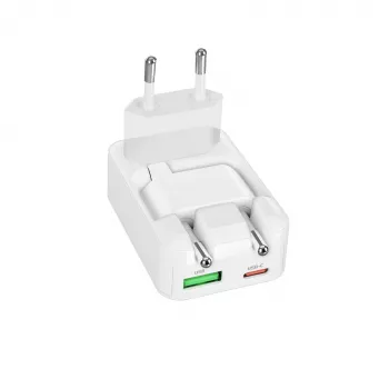 SBS TETRGANUSBTCFOLD20W 20W GaN USB-C zložljiv stenski polnilnik bel