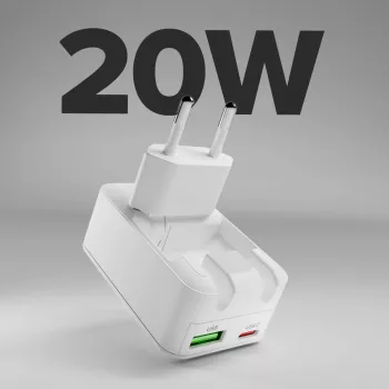 SBS TETRGANUSBTCFOLD20W 20W GaN USB-C zložljiv stenski polnilnik bel