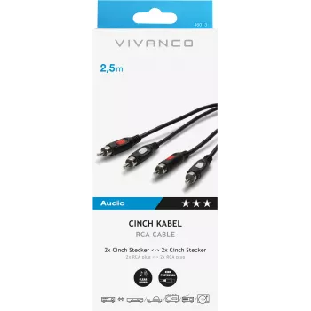 Vivanco avdio kabel 2xRCA na 2xRCA 2,5 m (VVA2RCA25MMK)