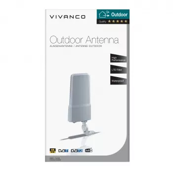 Vivanco VVANOUT42DBG aktivna zunanja antena za DAB/DAB+ in DVB-T/DVB-T2, 42 dB ojačanje, F konektor, črno-siva