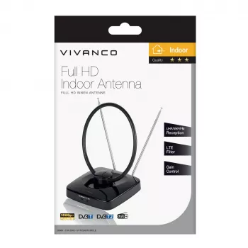Vivanco VVTV2ANTCIRCLE notranja antena za DVB-T/T2, DAB/DAB+ in FM radio, črna