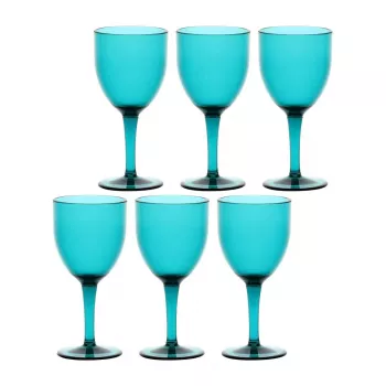 ROSE&TULIPANI FIABA set 6 akrilnih vinskih kozarcev 400 ml, turkizen