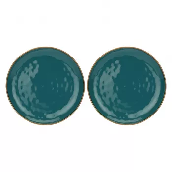 ROSE&TULIPANI Concerto Ottanio set 2 okroglih porcelanastih servirnih pladnjev, 32 cm, modro-zelena, primerna za pomivalni stroj in mikrovalovno pečico