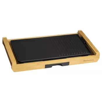 Melchioni Bamboo Grill električni namizni žar 1800 W rjav 37x27 cm protiprilepljiva snemljiva plošča