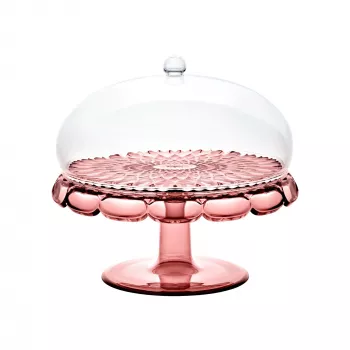 Guzzini Vanity stojalo za torto s steklenim pokrovom, mauve, 30 cm