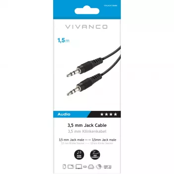 Vivanco avdio kabel 3,5 mm na 3,5 mm 1,5 m (VVAJACK15MMK)
