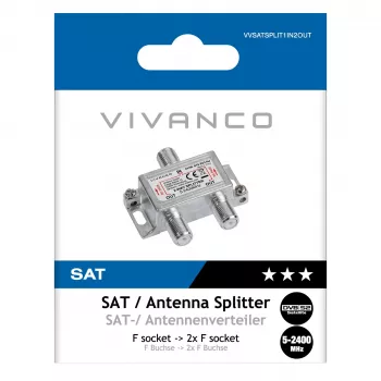 Vivanco VVSATSPLIT1IN2OUT satelitski razdelilnik 1 vhod 2 izhoda 5-2400 MHz F-vtič