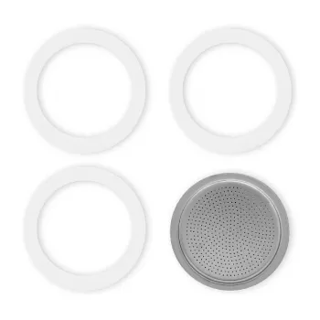 Bialetti set nadomestnih delov za moka kavni lonec za 9 skodelic – 3 tesnila in 1 filter