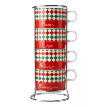 Bialetti 4 Cappuccio Tricolore penilec za mleko na štedilniku, 160 ml, ročni bat, italijanski Tricolore