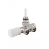 Giacomini V81112Q termostatsko telo radiatorskega ventila 1/2 inch x 3/4 inch Eurokonus kotno, poniklana medenina