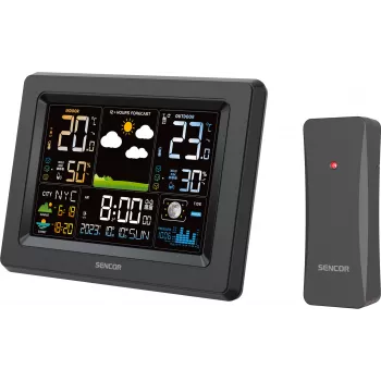 Sencor SWS 4500 vremenska postaja črna / barvni LCD-zaslon / brezžični senzor