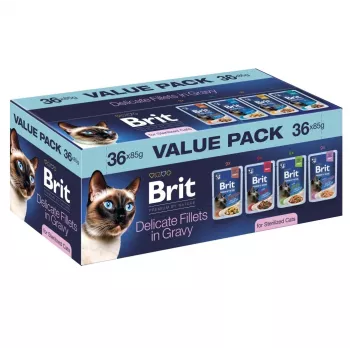 Brit Delicate Fillets in Gravy za sterilizirane mačke – 36 x 85 g vrečk