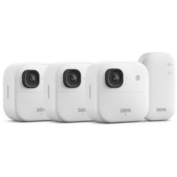 Amazon Blink Outdoor 2K+ varnostna kamera, sistem s 3 kamerami, bel (B0F95QGG7M)