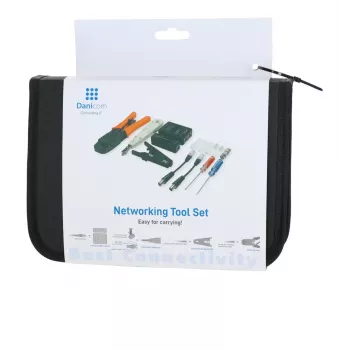 DSIT DC-TOOLSET-PRO profesionalni set orodja za omrežja s kleščami za krimpanje, testerjem, orodjem za LSA, kleščami, izvijači, konektorji in zadrgo torbico