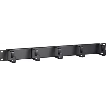 DSIT DS-1904 19-palčna 1U rack panel za upravljanje kablov s 5 kovinskimi kaveljčki, črn