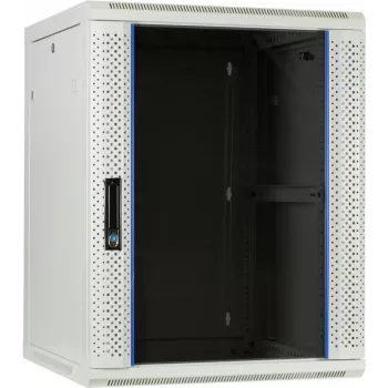 DSIT 15U stenski strežniški rack z steklenimi vrati, bel, 600x600x770 mm
