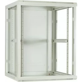 DSIT 18U stenska strežniška omara s steklenimi vrati, 600x600x900 mm, bela